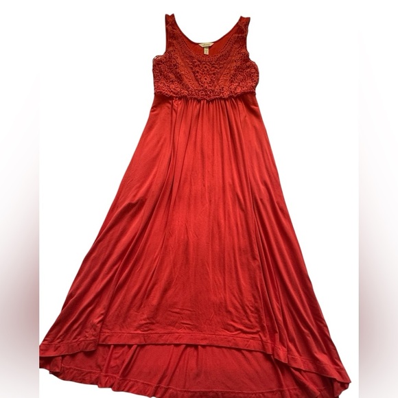 Soma Orange Crochet Knit Top Style Sleeveless Pockets Hi Low Dress Size Medium - Picture 6 of 10